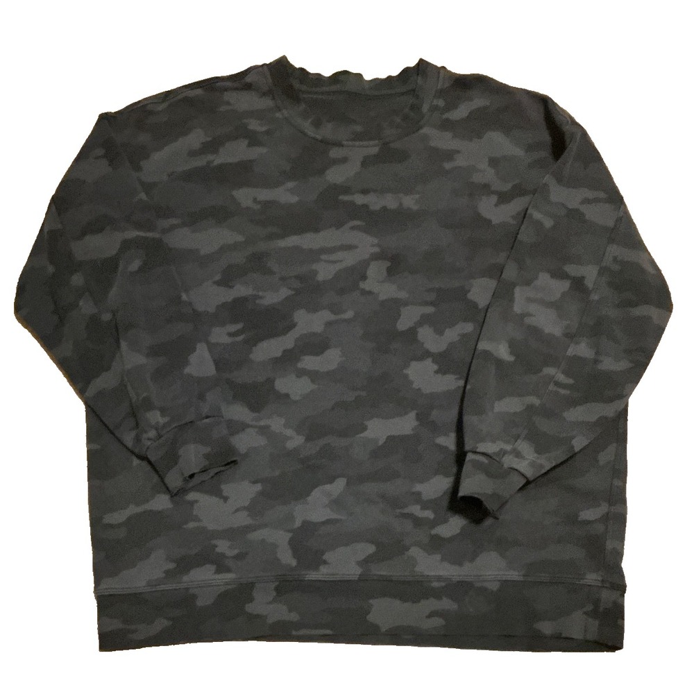 Lululemon Oversized Crew Neck Sweatshirt Women's Sz 16 Incognito Camo Multi Gray